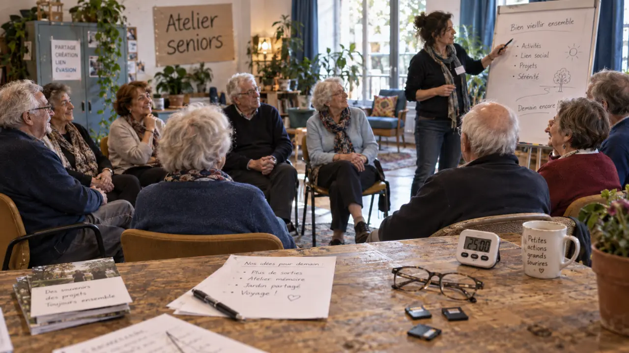 Atelier séniors en résidence : seniors en cercle pour mémoire et équilibre