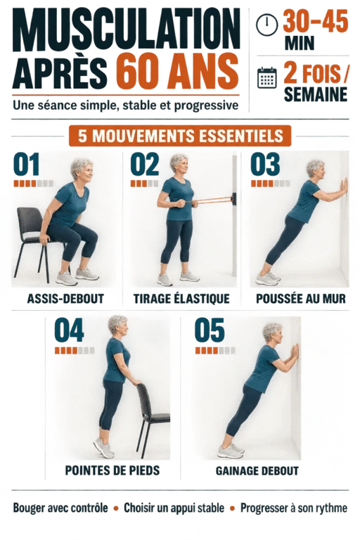 Programme de musculation après 60 ans avec exercices adaptés et sécurisés