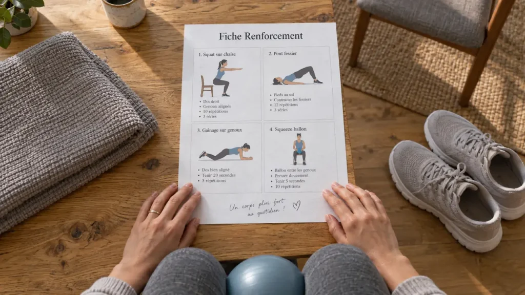 Renforcement musculaire après 60 ans : 4 exercices à imprimer avec une chaise